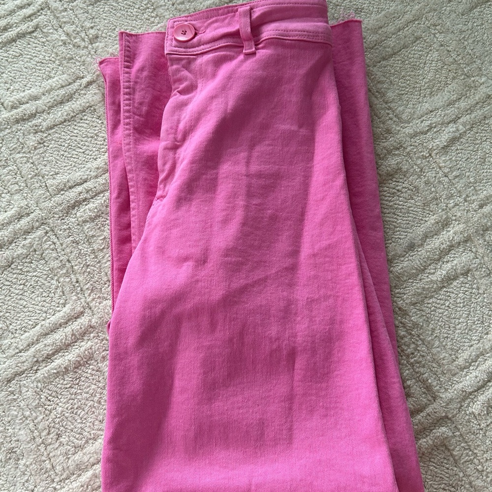 pink zara wide leg jeans
